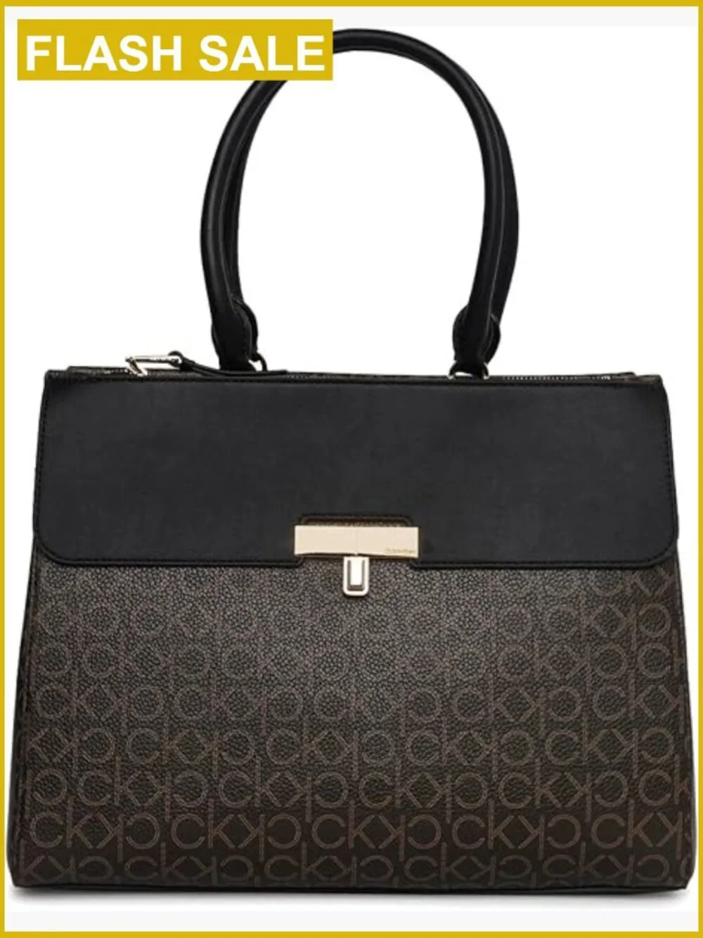 Vegan Leather Satchel Tote with Triple Compartments